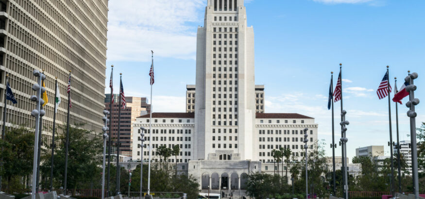 Los Angeles, California, USA downtown cityscape at City Hall.