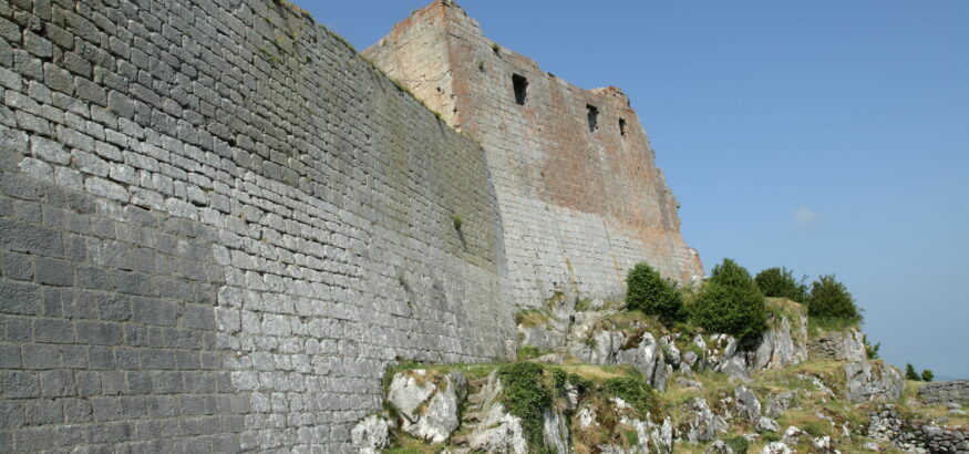 Cathar castle of montsegur in ariege, occitanie in south of france